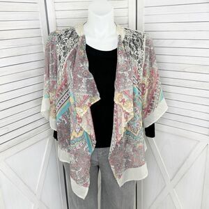 Dress Barn Paisley Boho Sheer Kimono Cardigan Topper XL Sheer Chiffon Lace